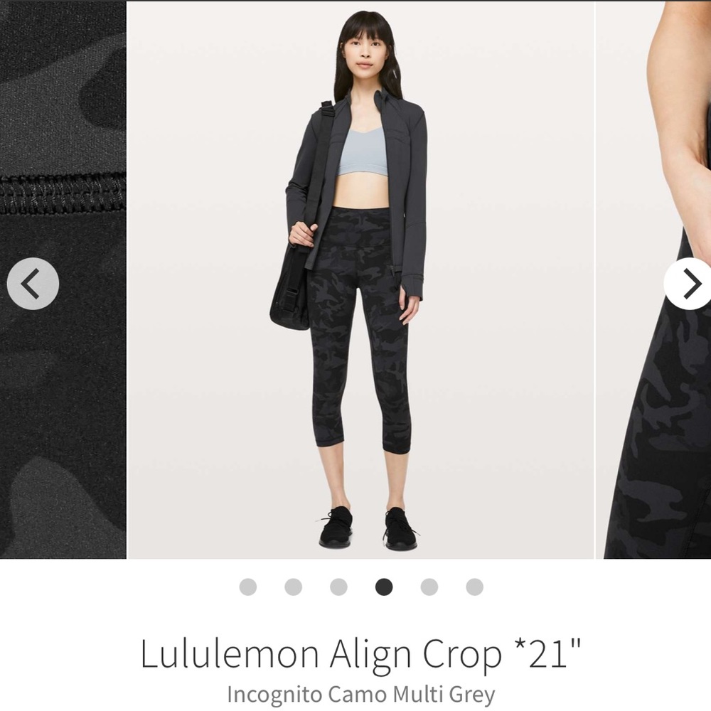 Lululemon Align Crop 21” Leggings Incognito Camo Multi Grey Size 6 W6AVIS